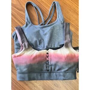 NWT Wear It To Heart Sports Bra Bundle XS Tie Dye + Stardust Strappy
